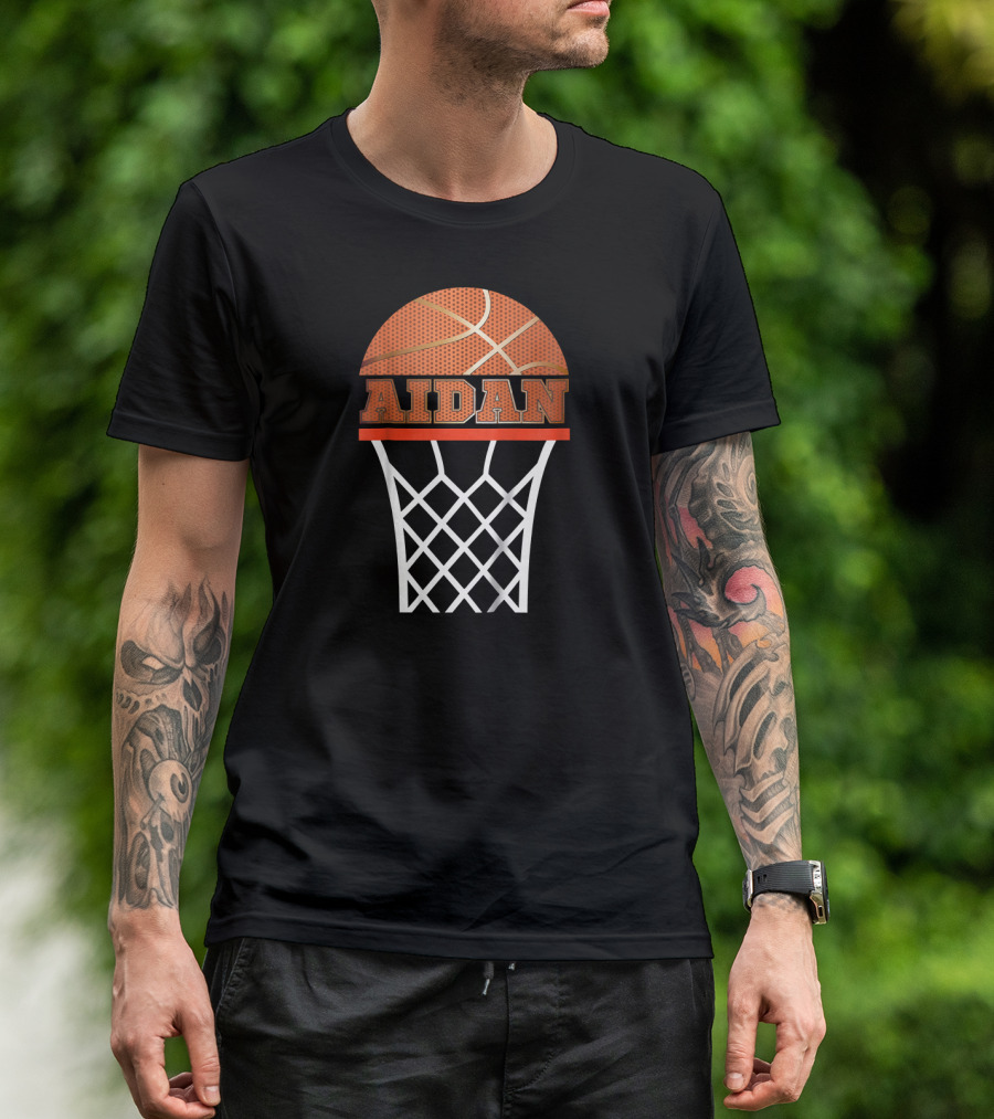 Aidan Custom Name Kids Basketball Netball T-Shirt