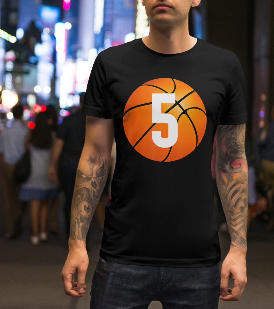 5 Basketball Kids Birthday T-Shirt