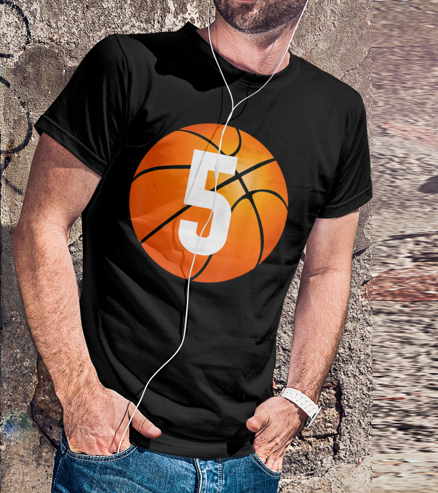 5 Basketball Kids Birthday T-Shirt