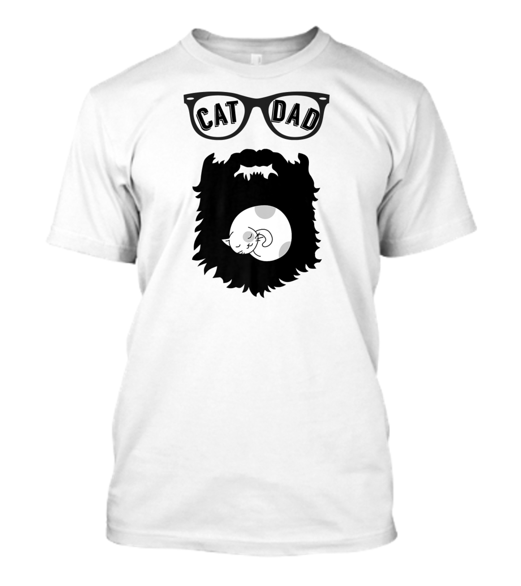 Cat Dad Beard Sleeping Cat T-Shirt