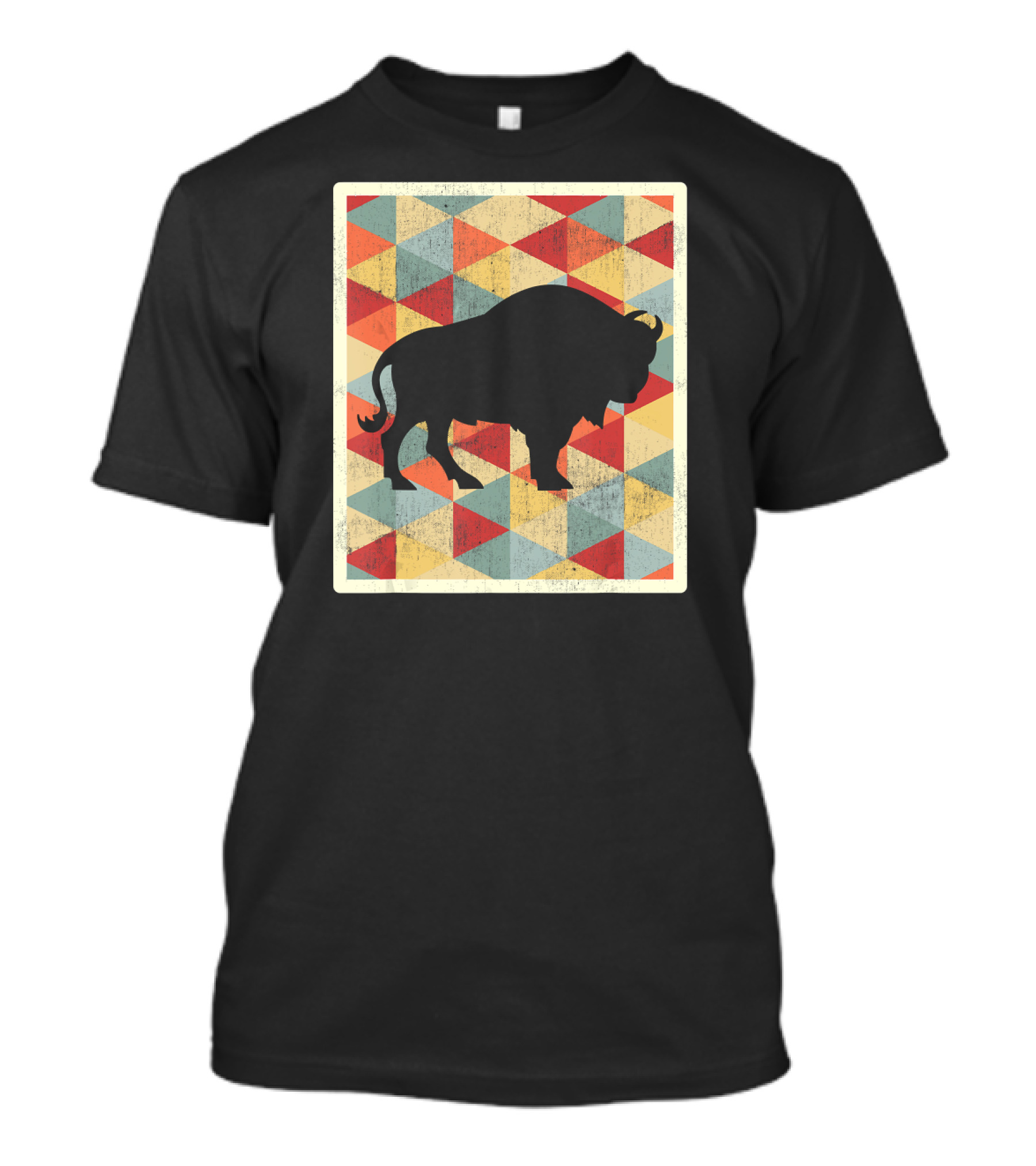 Classic Vintage Buffalo Silhouette 70s Style Geometric T-Shirt