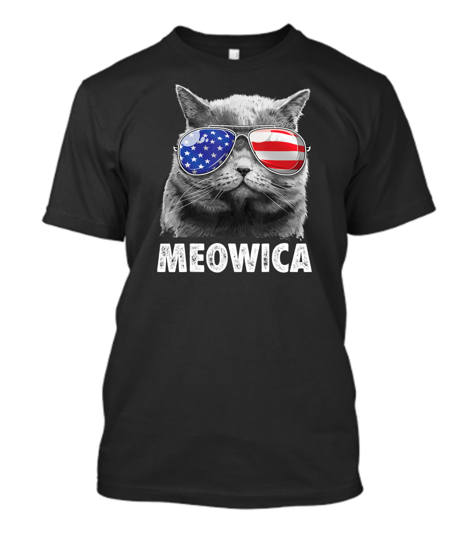 Meowica Cat 4th Of July American Sunglasses T-Shirt