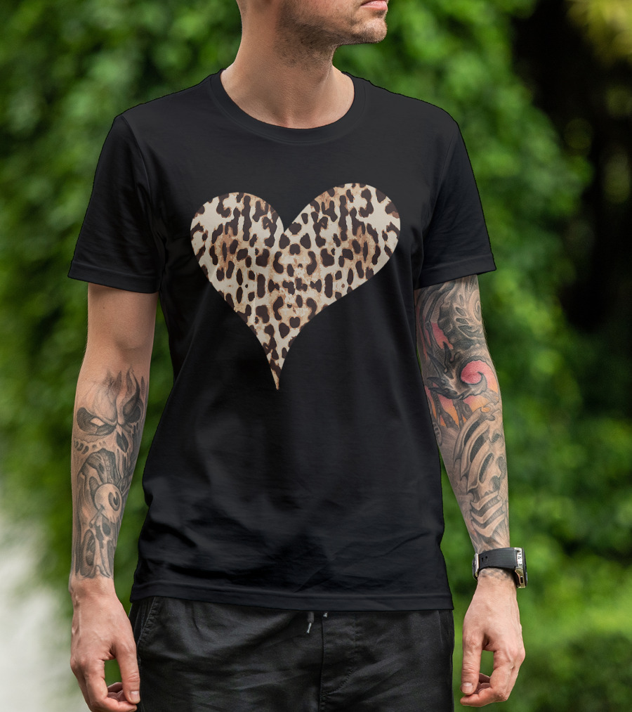 Cheetah Leopard Animal Print Heart T-Shirt