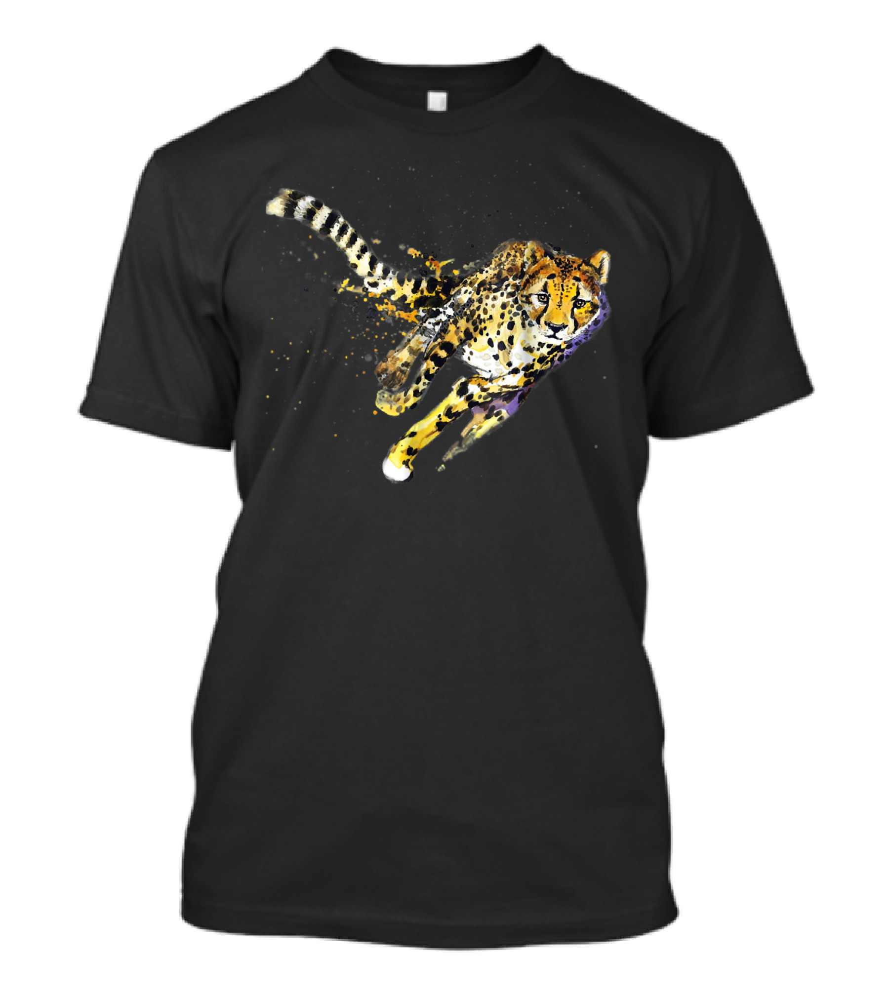 Cheetah Cool Running Cheetah Dynamic Watercolor T-Shirt