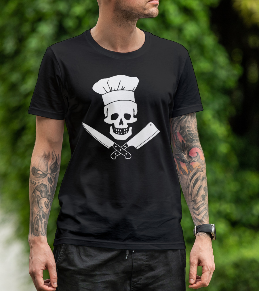 Chef Skull With Crossed Knives Cooking Hat Restaurant T-Shirt