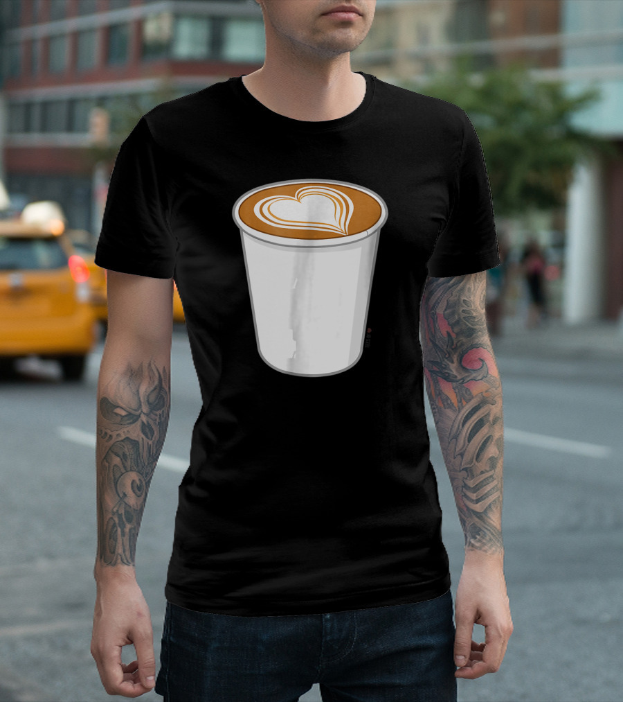 Heart Shape Latte Art Coffee Cup T-Shirt