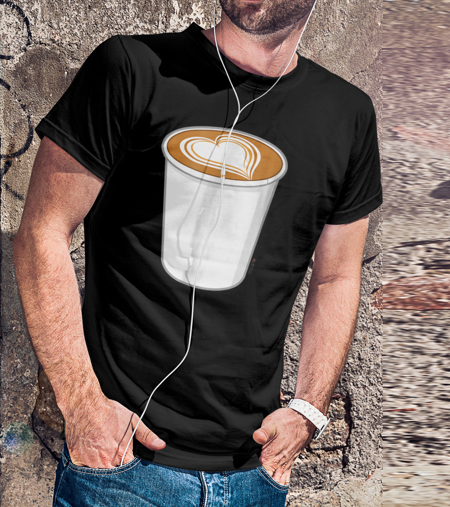 Heart Shape Latte Art Coffee Cup T-Shirt