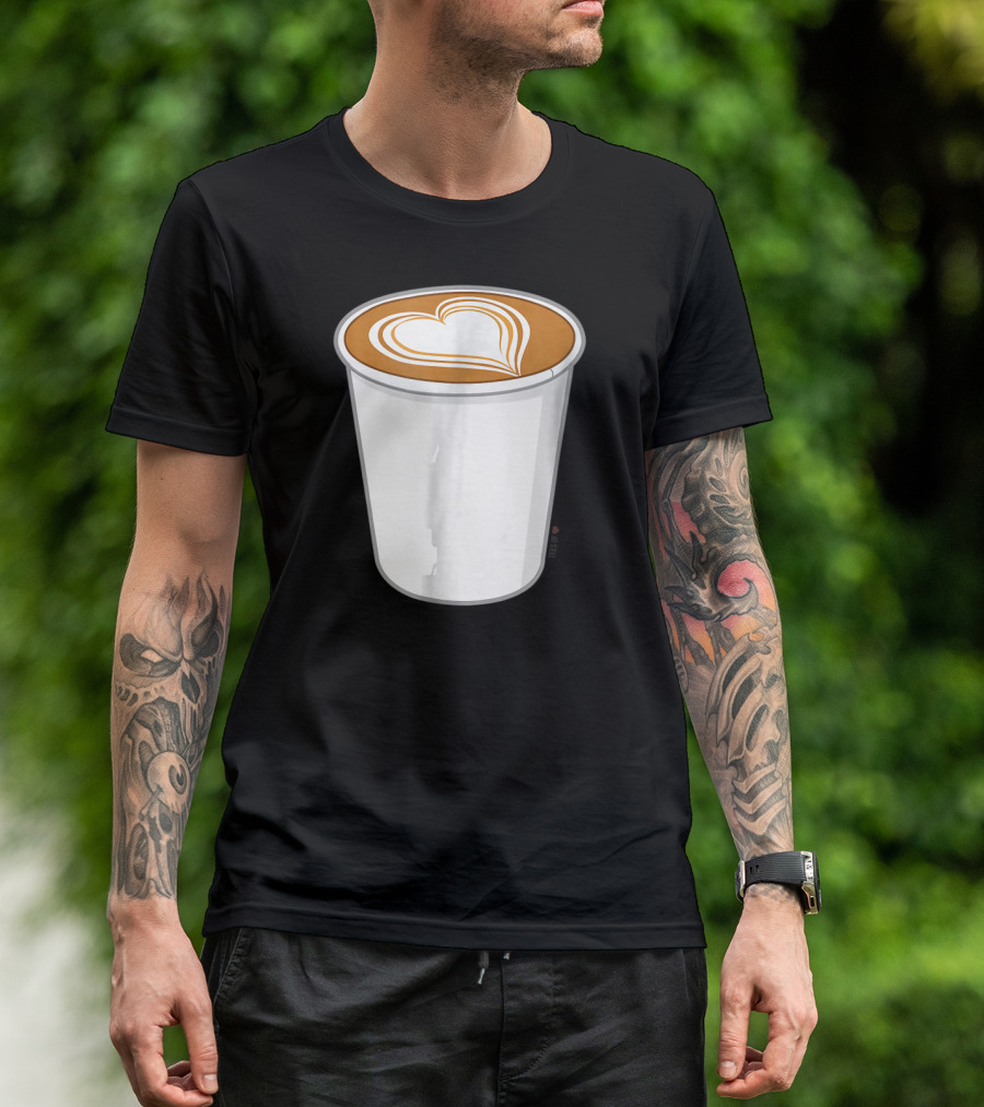 Heart Shape Latte Art Coffee Cup T-Shirt