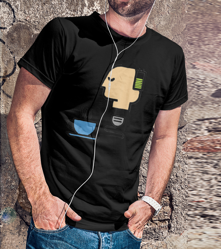 Funny Coffee Lover's Boost With Battery Head And Cup T-Shirt