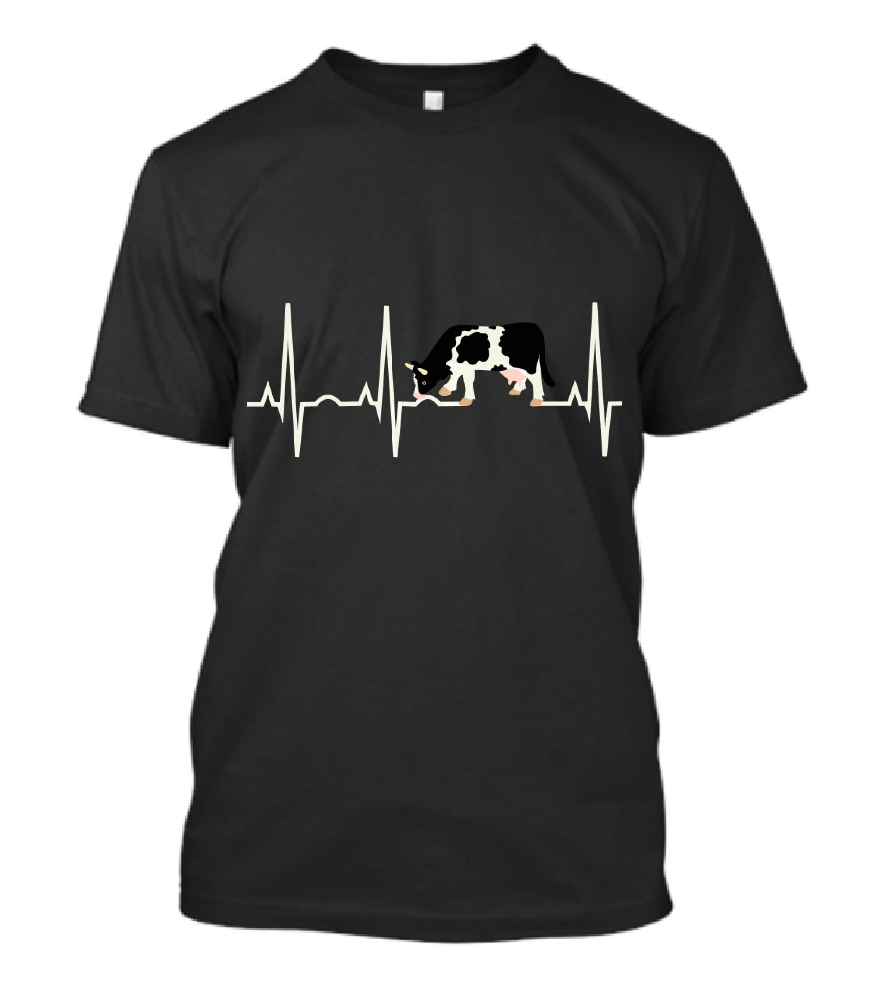 Cow Men Dairy Cow Farmer Heartbeat T-Shirt