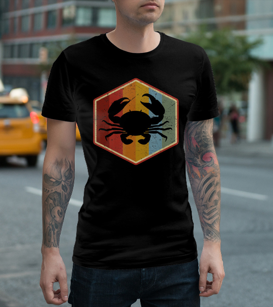 Vintage Crab Retro Hexagonal T-Shirt