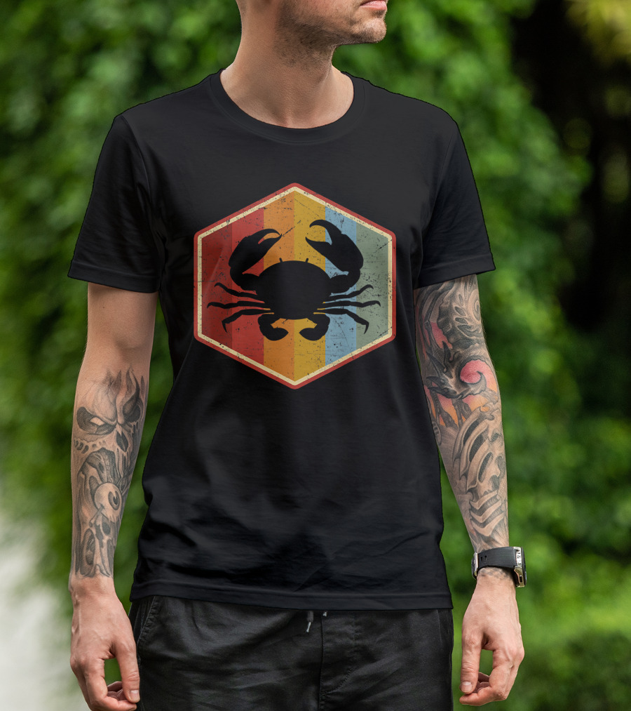 Vintage Crab Retro Hexagonal T-Shirt