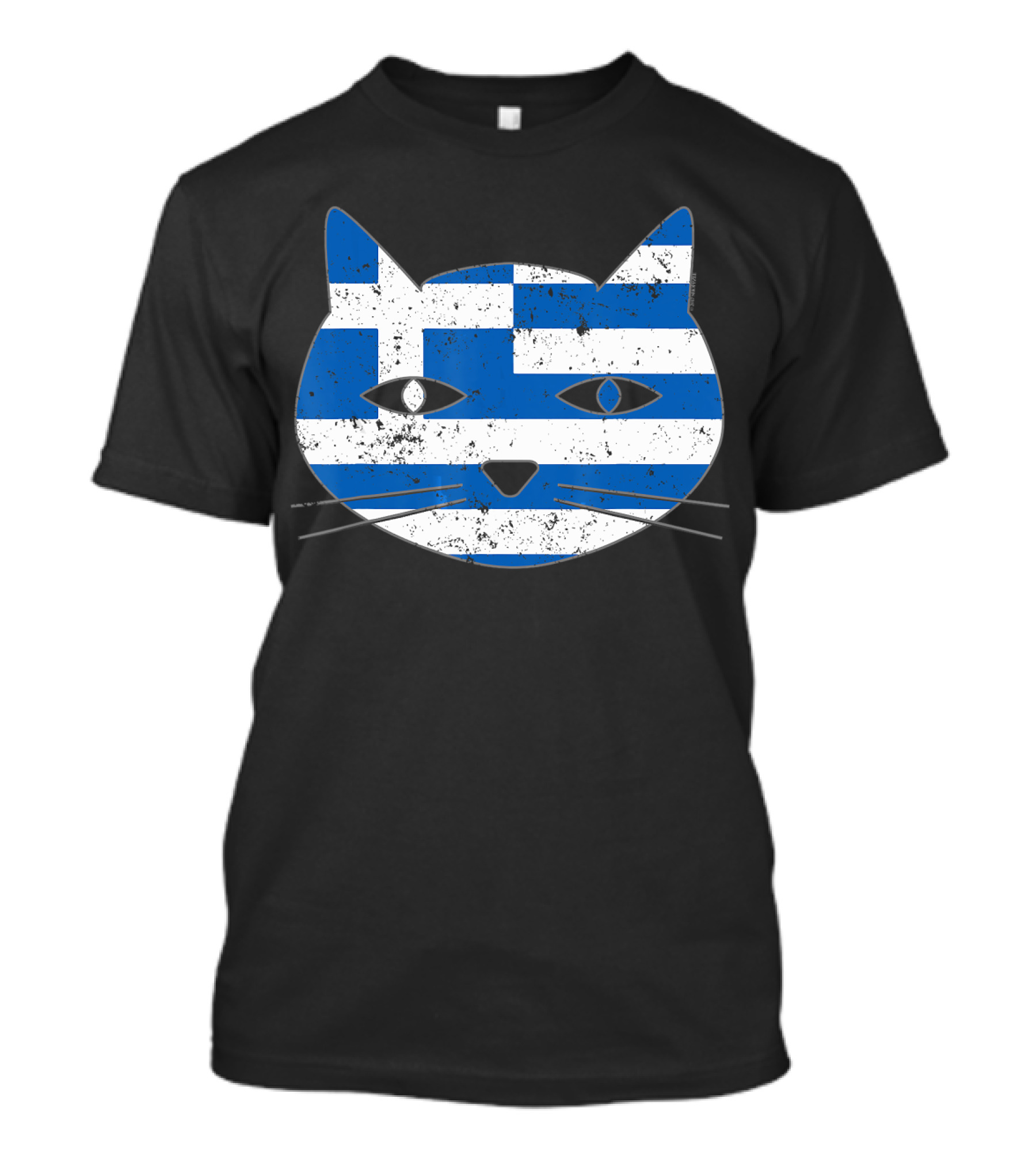 Cute Cat Head Greece Flag Cat Lover Greece T-Shirt