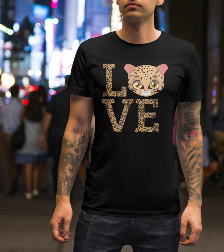 Love Cute Cat Tees Cheetah Face Born Wild T-Shirt