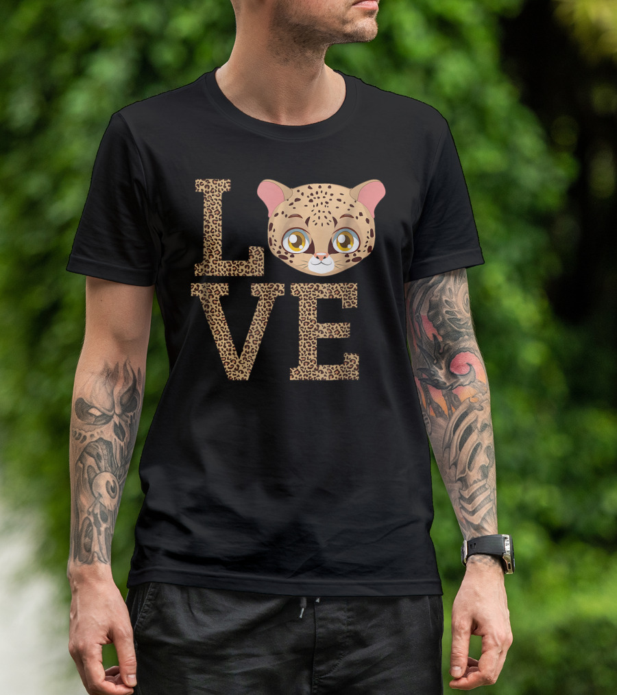 Love Cute Cat Tees Cheetah Face Born Wild T-Shirt