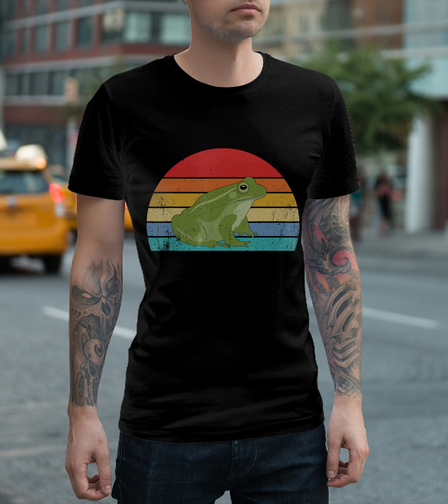 Vintage Rainbow Frog Animal Retro T-Shirt