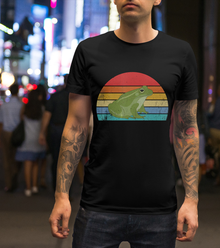 Vintage Rainbow Frog Animal Retro T-Shirt