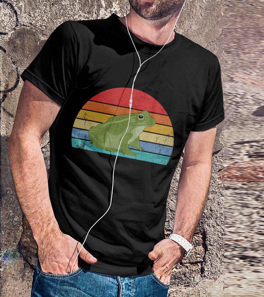 Vintage Rainbow Frog Animal Retro T-Shirt