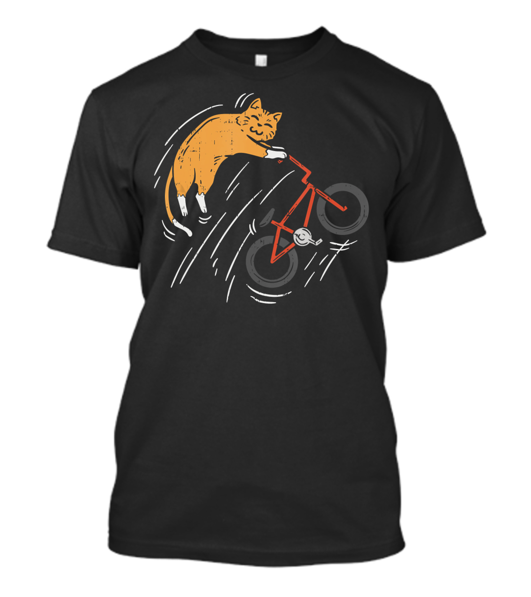 Funny Cute Cat Riding Bicycle With Whiskers And Orange Fur T-Shirt