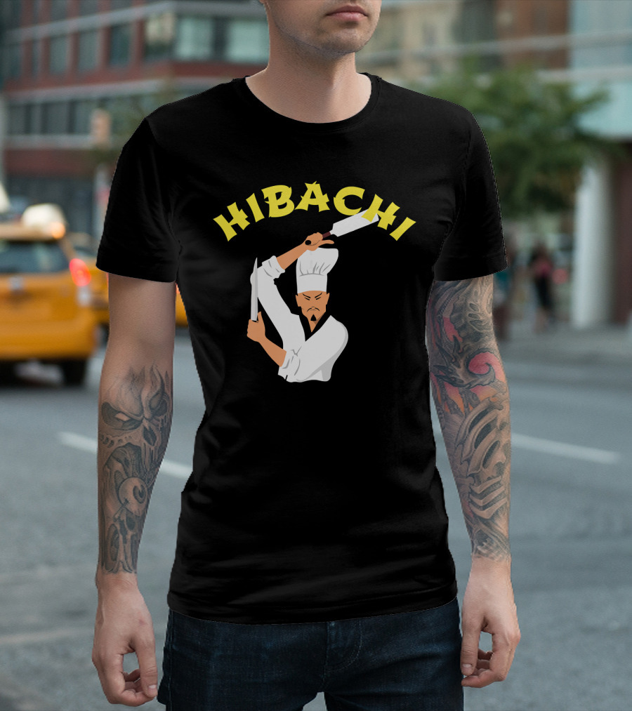 Hibachi Chef with Knives Cooking 자세한 정보는 코 보이십시오 T-Shirt