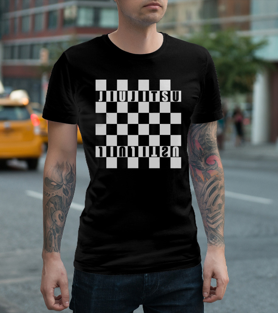 Black and White Chessboard JIU JITSU Reflection MMA BJJ Human Chess T-Shirt