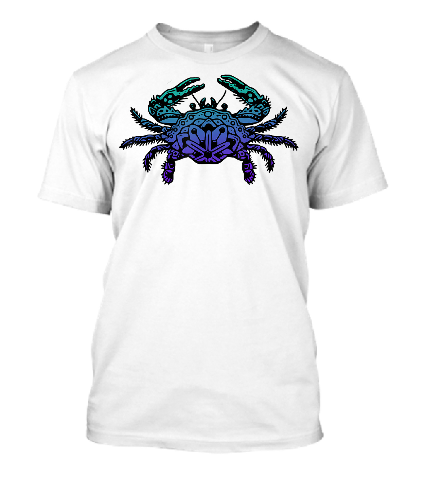 Jewel Tone Blue Crab Tribal Lines T-Shirt