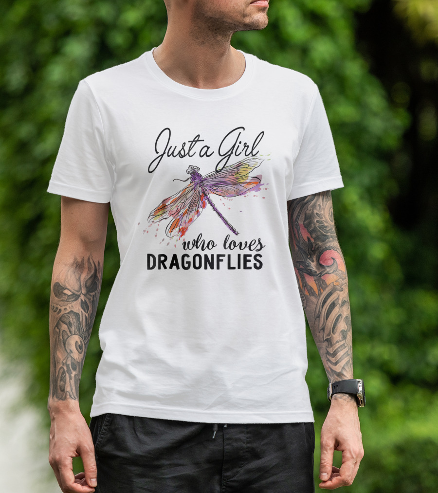Just A Girl Who Loves Dragonflies Ent Vibrant Watercolor Dragonfly T-Shirt