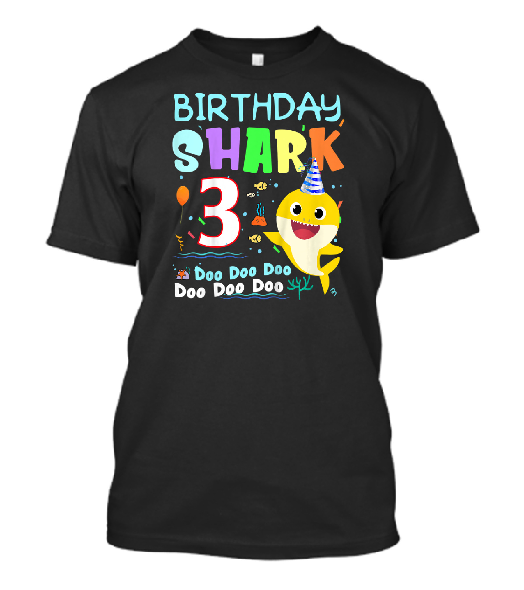 Birthday Shark 3 Doo Doo Doo Doo 3rd Birthday Party Hat T-Shirt