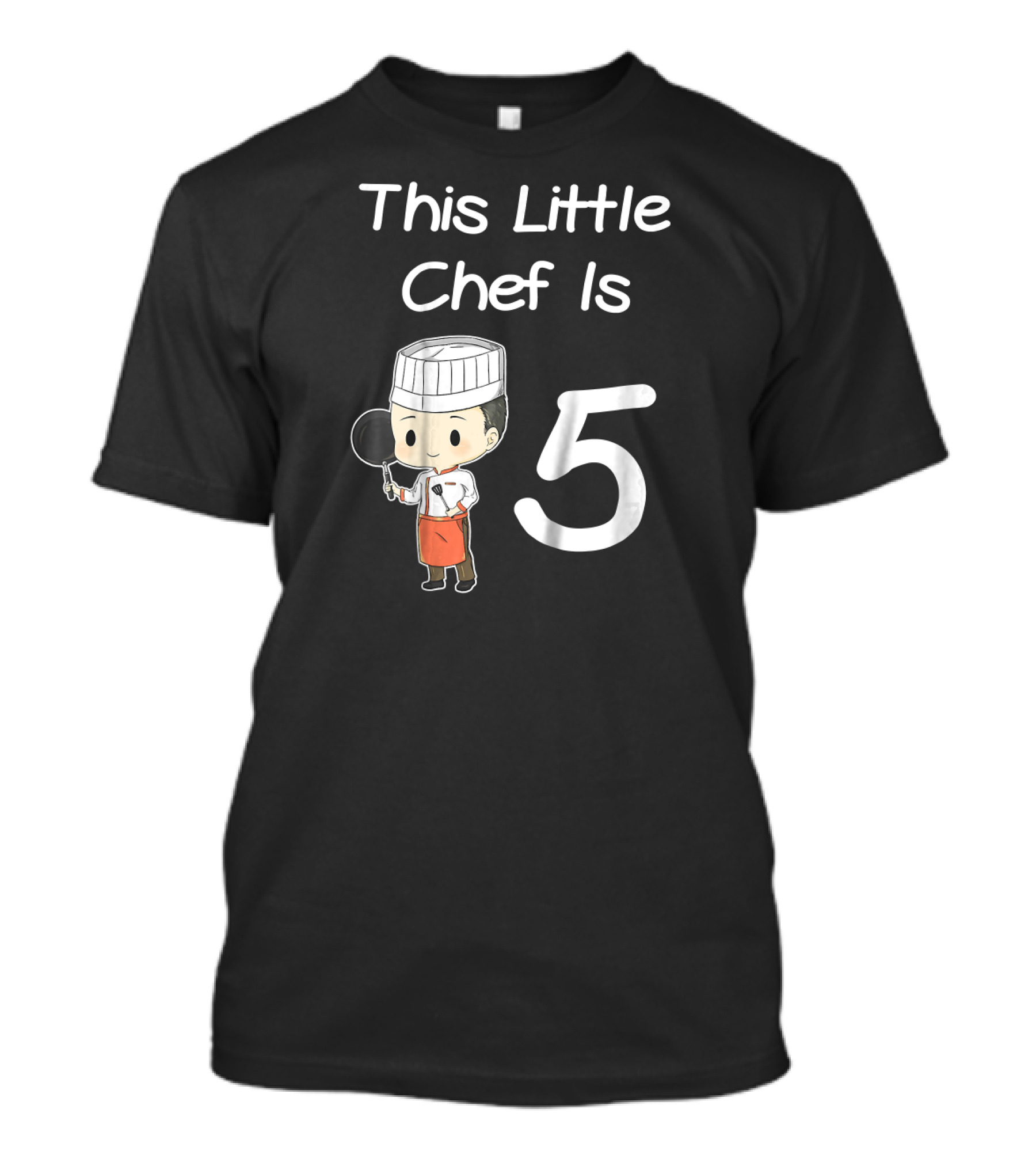 This Little Chef Is 5 Years Old Kids Cooking Chef Hat Pan T-Shirt