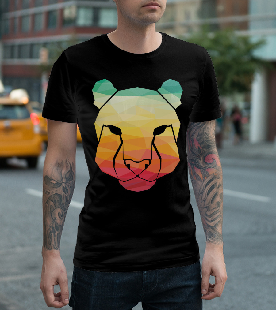 Prismatic Cheetah Head Geometric Colorful T-Shirt