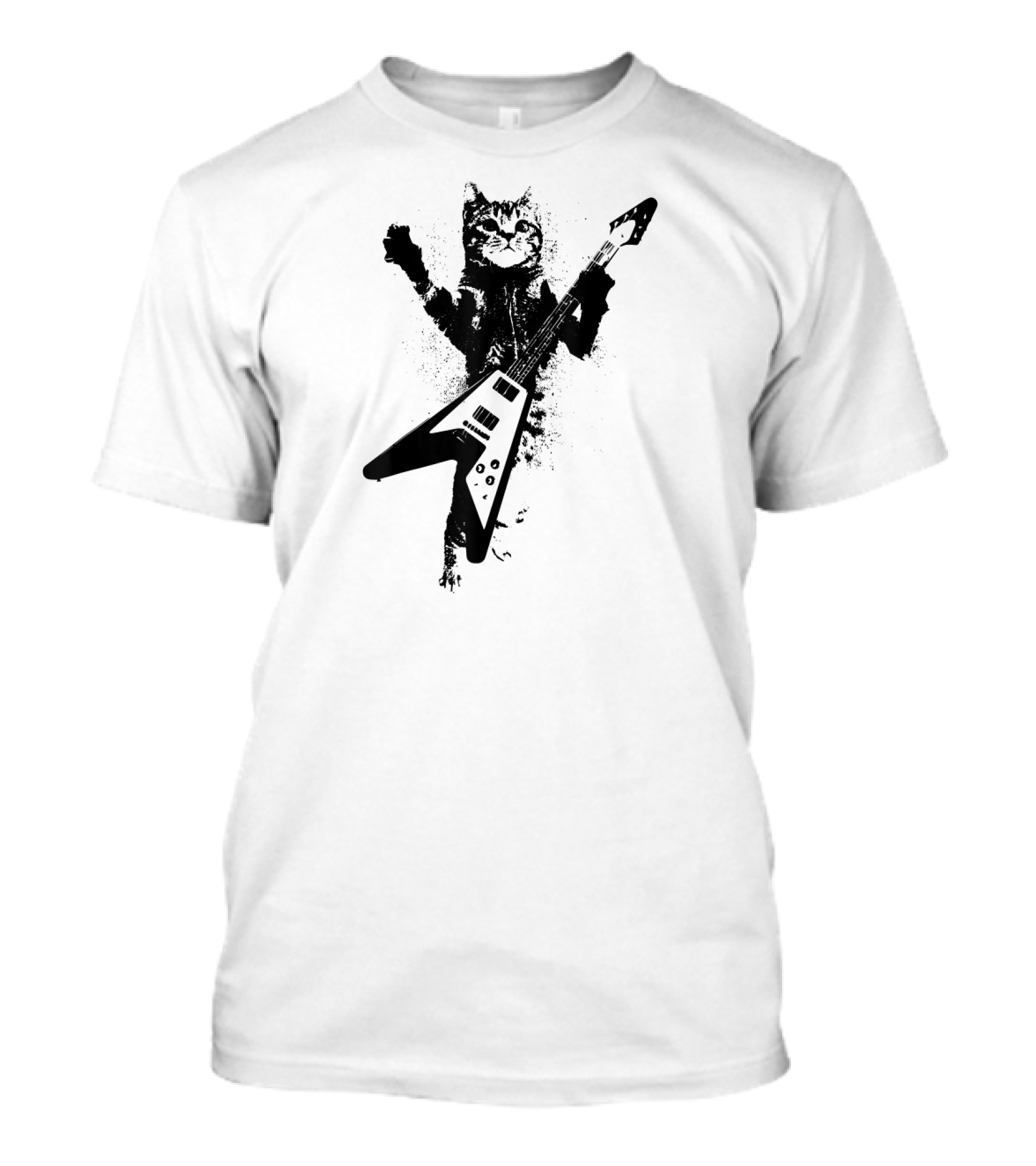 Punk Rockstar Kitty With Guitar T-Shirt