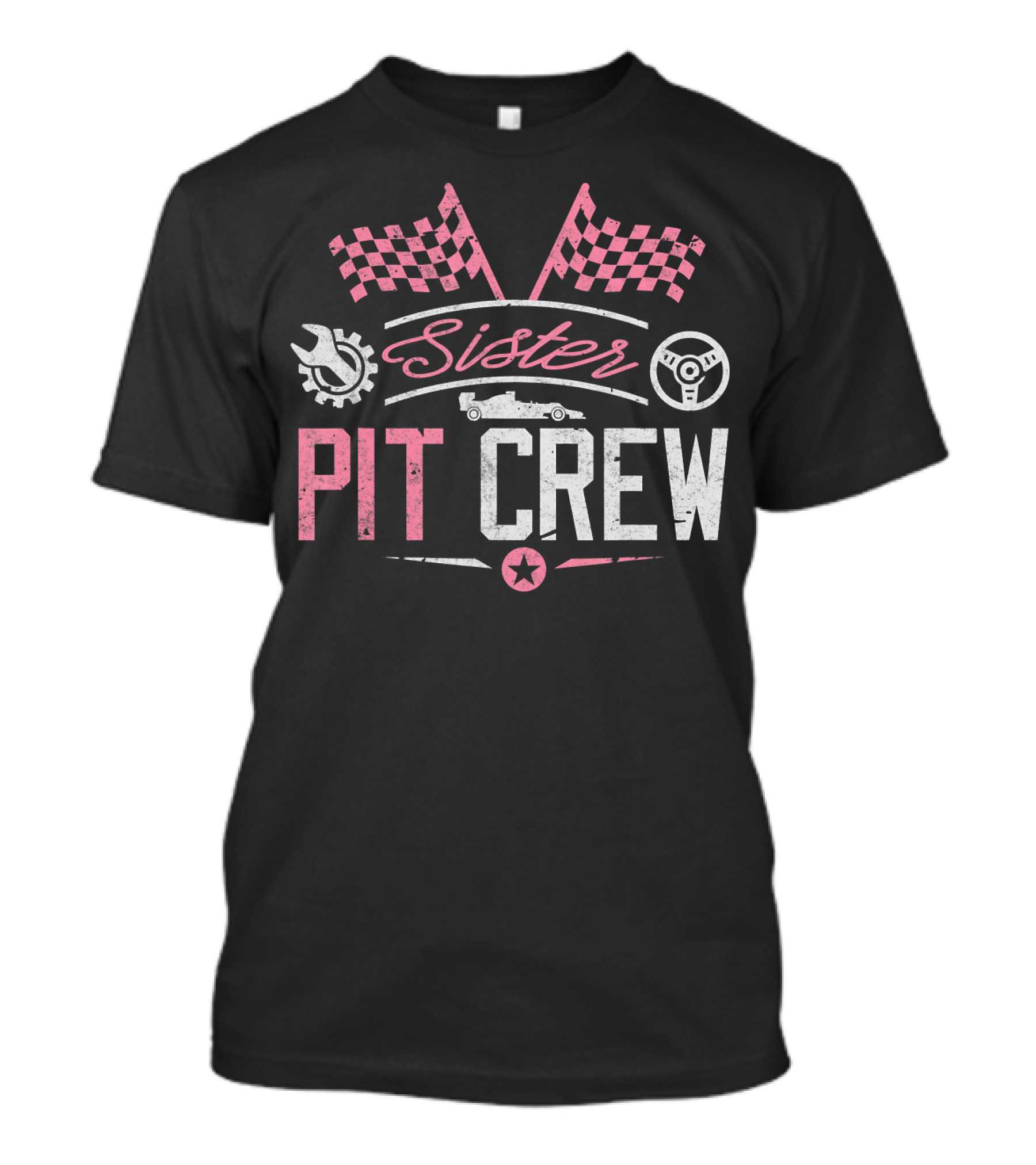 Sister Pit Crew Racing Car Checkered Flags Racer T-Shirt