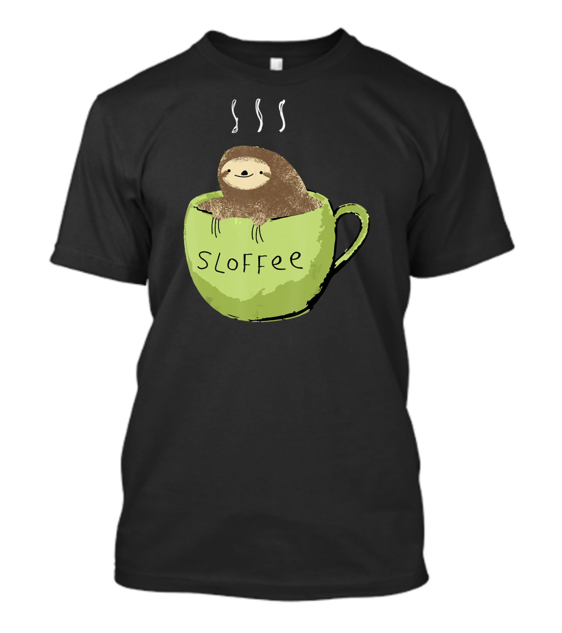 Sloffee Coffee Lover Fanatic Sloth In Green Cup T-Shirt