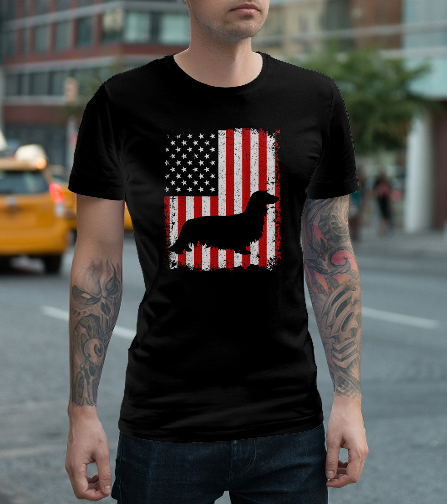 Dachshund 4th of July Patriotic American Flag T-Shirt