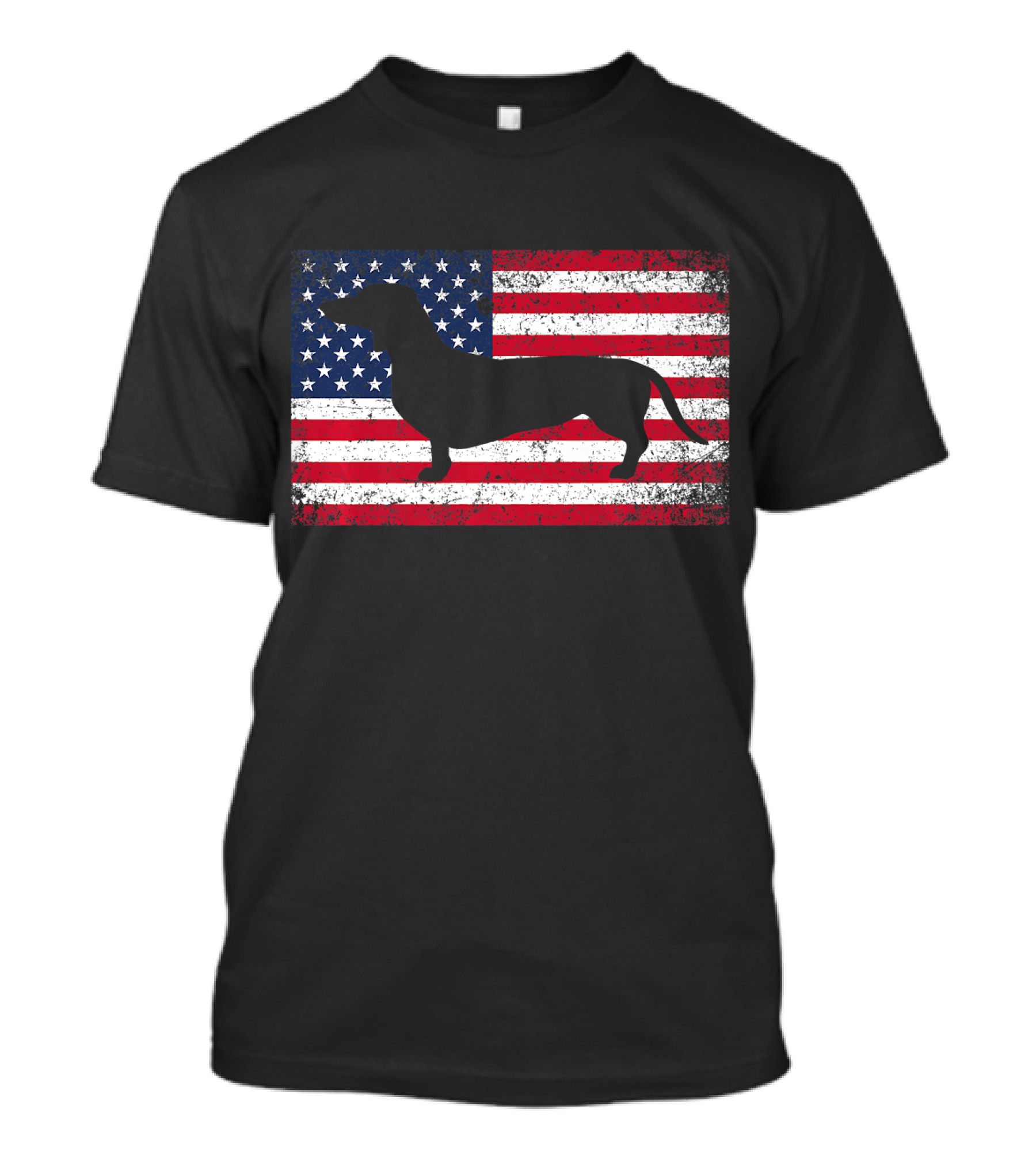 Dachshund Silhouette American Flag Patriot July T-Shirt
