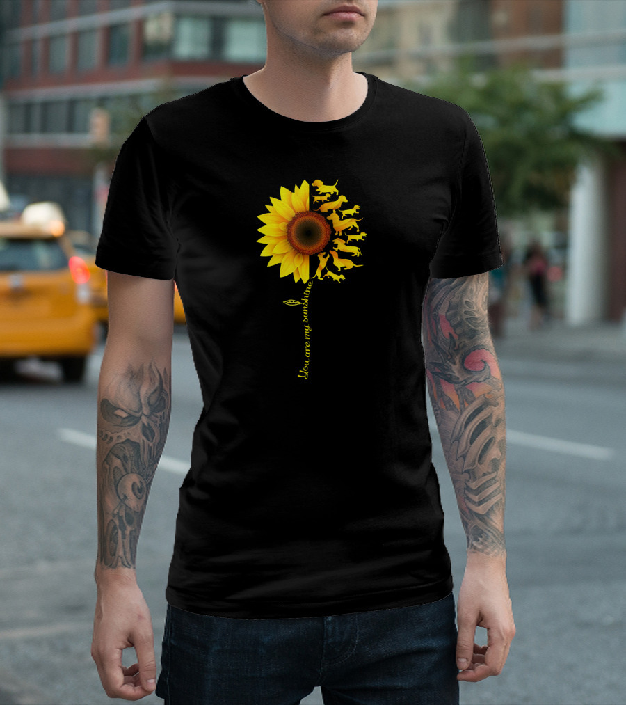Dachshund Weiner Dogs Sunflower You Are My Sunshine T-Shirt