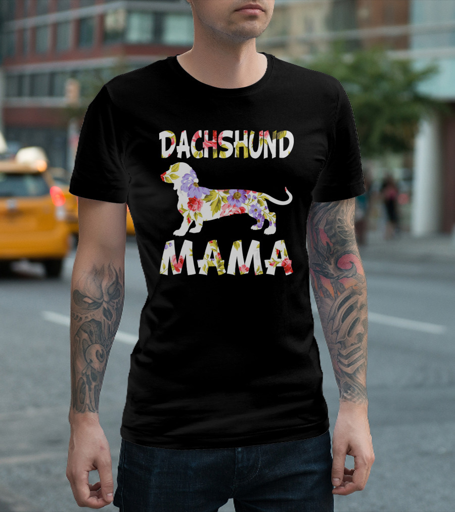 Dachshund Mama Flower Weiner Dog Mom T-Shirt