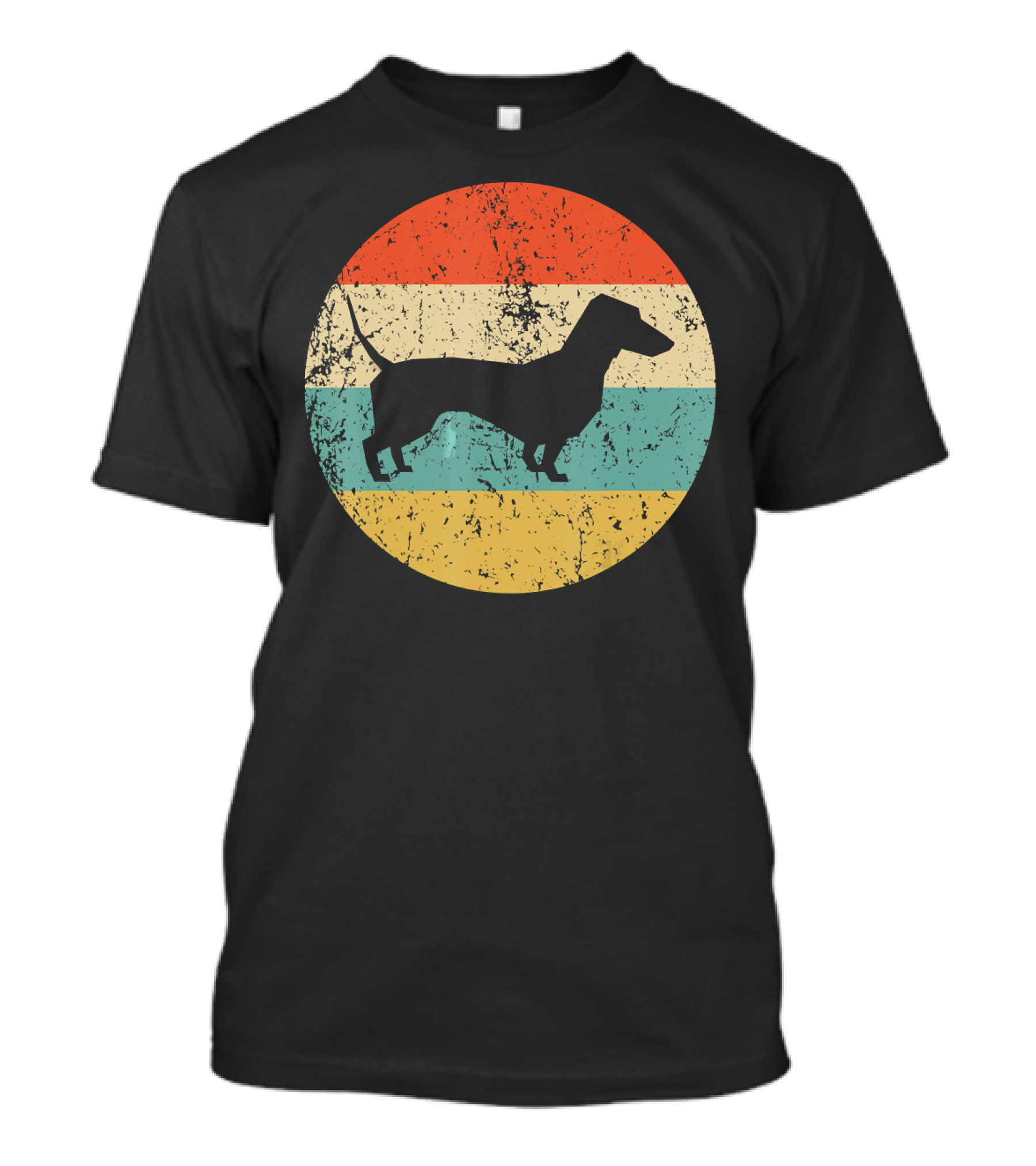Dachshund Retro Silhouette Vintage Stripes T-Shirt