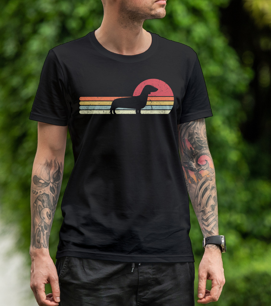 Retro Sunset Dachshund Style Vintage T-Shirt
