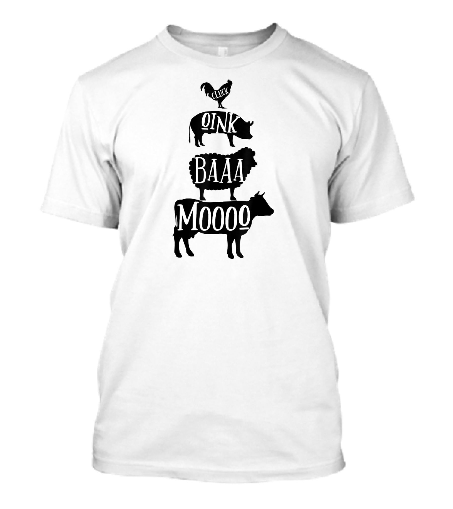 Cluck Oink Baaa Moooo Cow Pig Sheep Chicken Stack Farm Animal T-Shirt