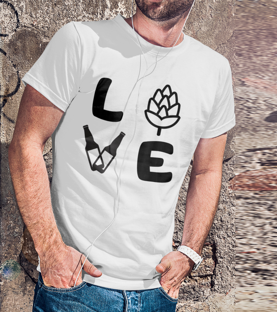 Craft Beer Love Hop Bottle Heart T-Shirt