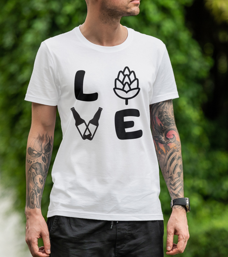 Craft Beer Love Hop Bottle Heart T-Shirt
