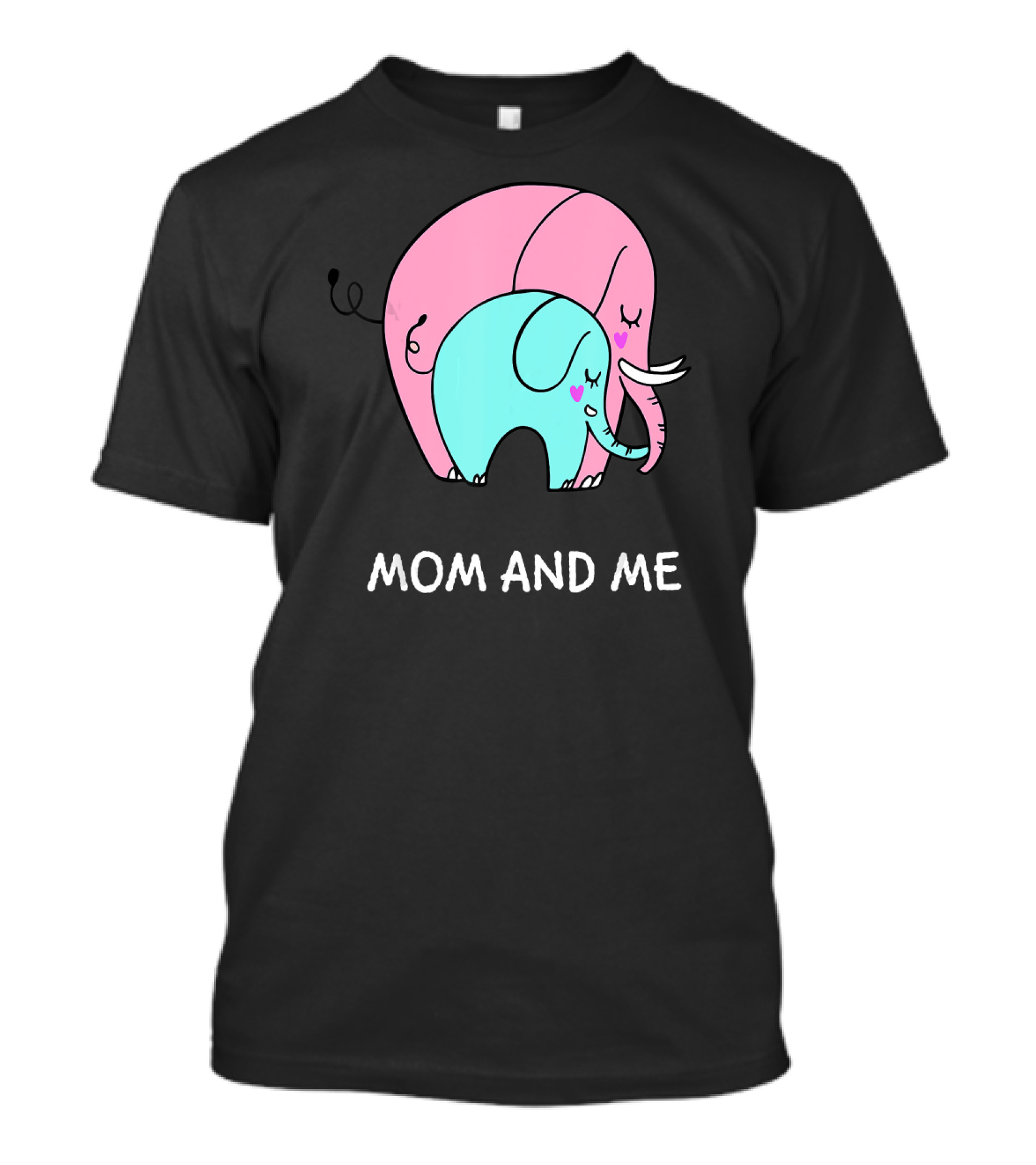 Cute Pink And Blue Elephant Mom And Me T-Shirt