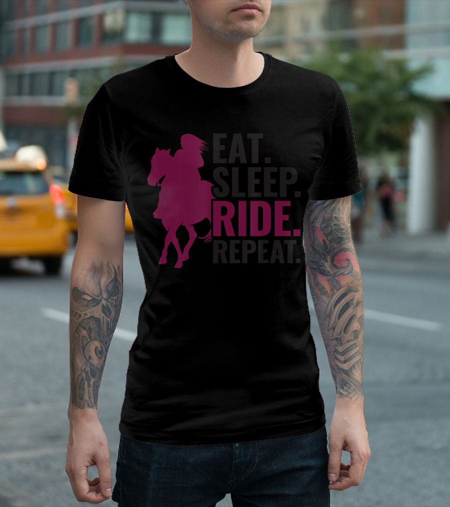 Eat Sleep Ride Repeat Cute Horse For Teen Girls T-Shirt