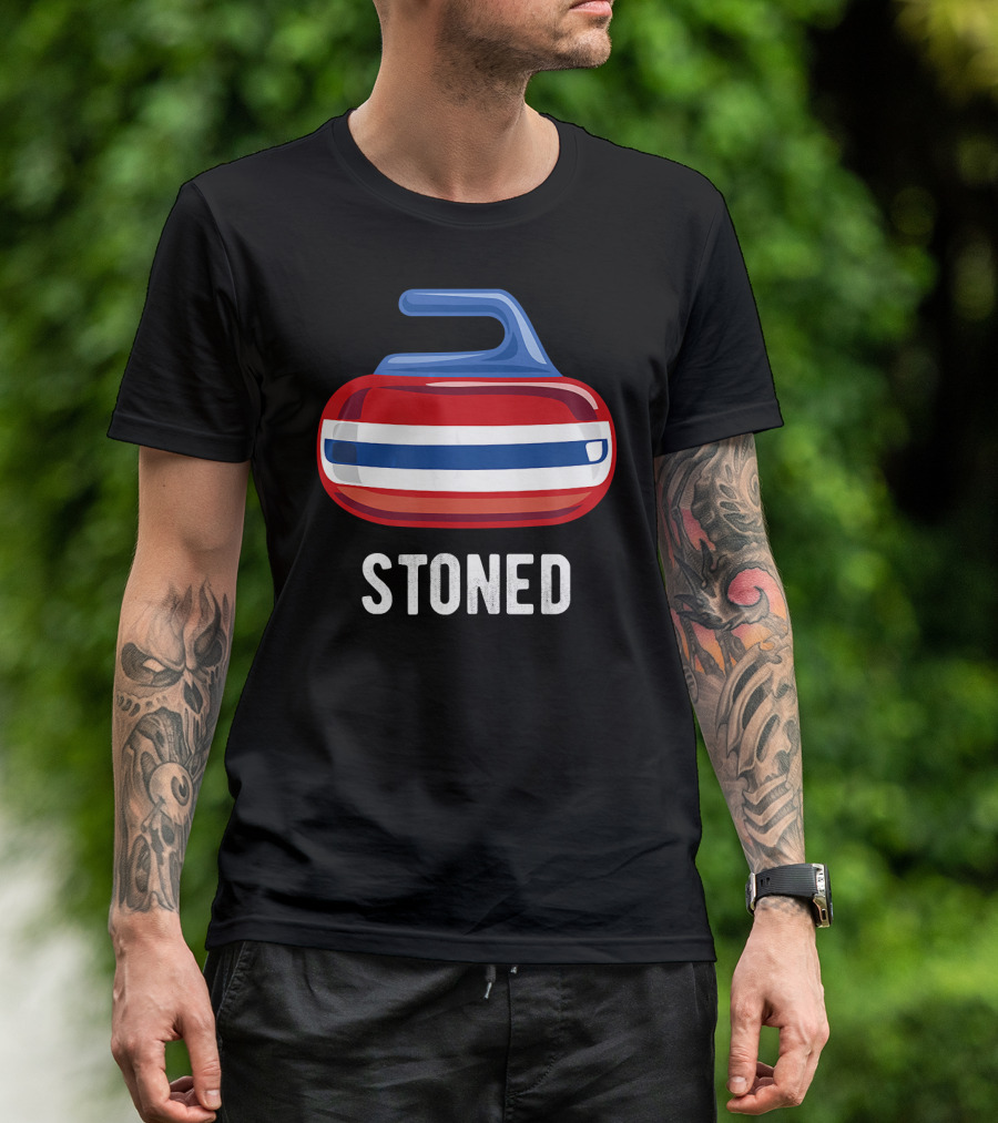 Stoned Curling Pun Curling Sweep Tea T-Shirt