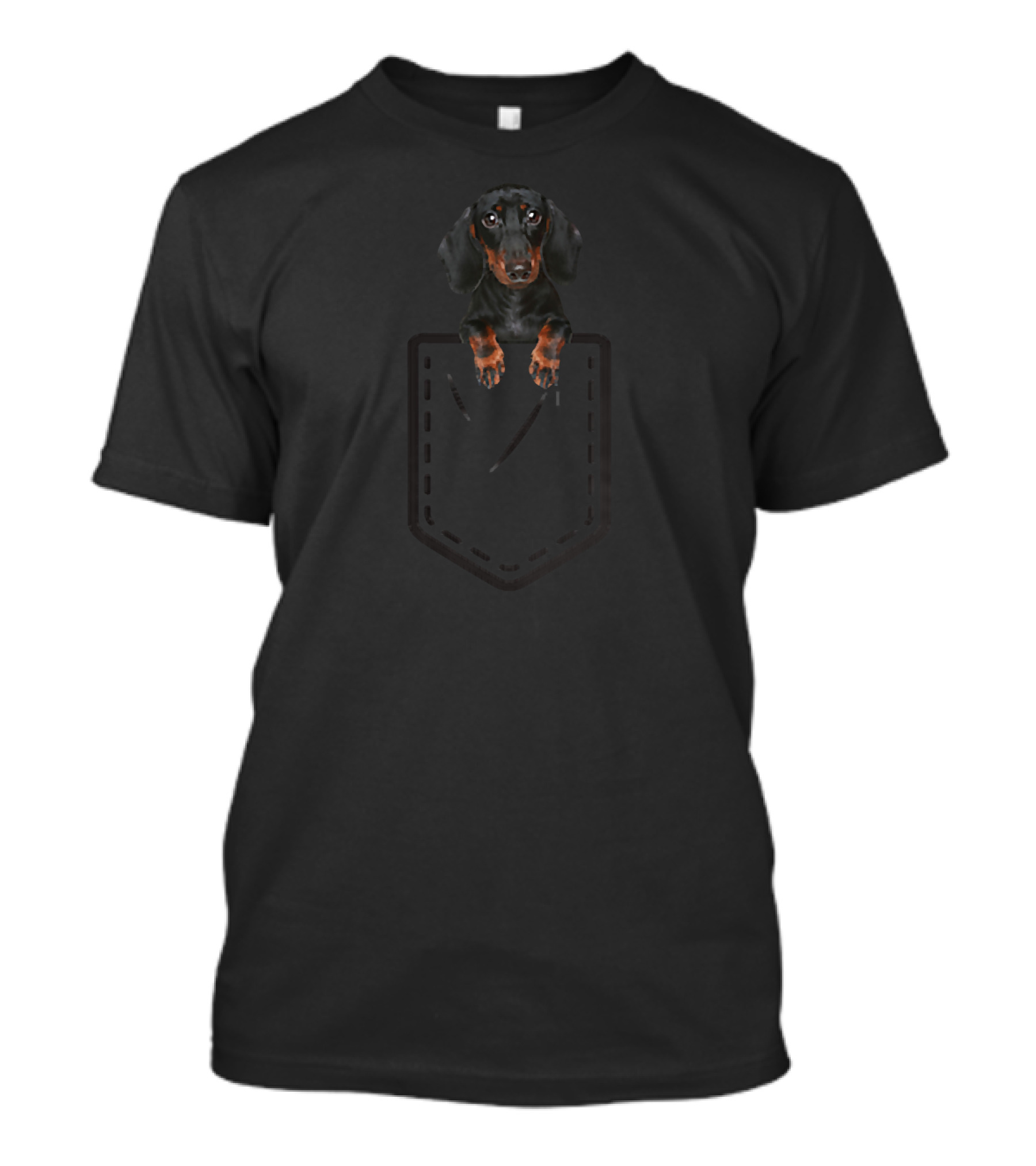 Funny Cute Dachshund Doxie Wiener Dog In Pocket T-Shirt