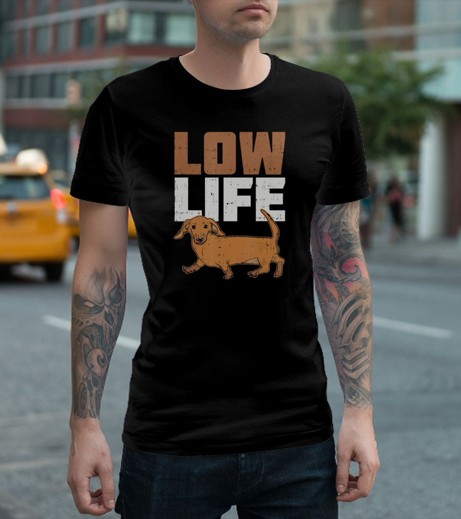 Funny Dachshund Low Life Vintage Style Retro Dog T-Shirt