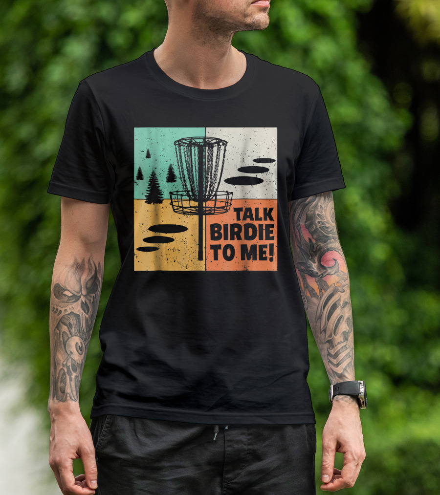 Funny Disc Golf Talk Birdie To Me Retro Nature Panels T-Shirt