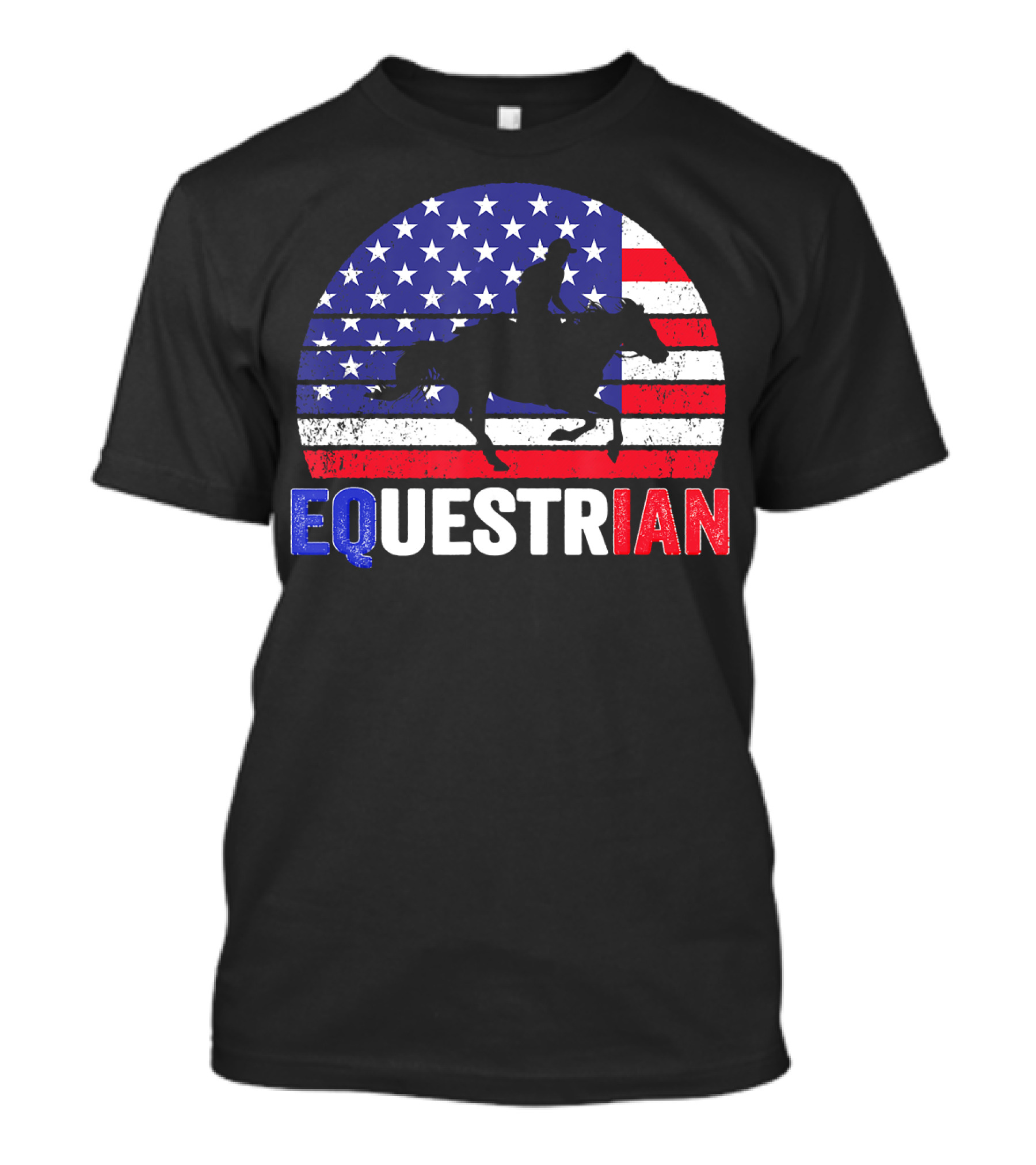 Equestrian US Flag Riding Silhouette Fourth Of July T-Shirt
