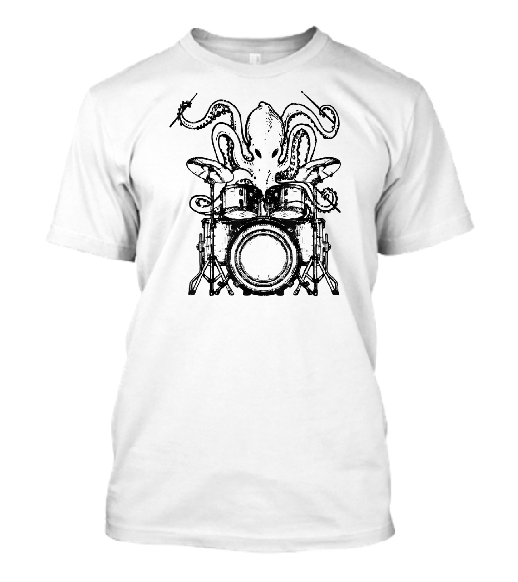 Drummer Octopus Funny Drumming Dru Drum Kit Tentacles Sticks T-Shirt